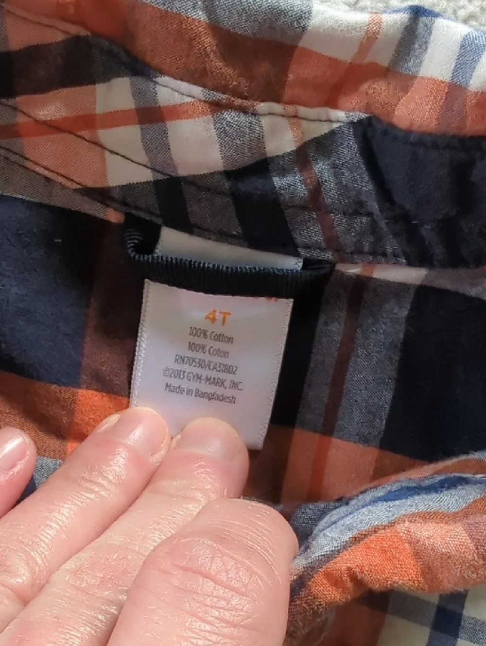 Gymboree Orange & Navy Plaid Button-Up Shirt Size 4T